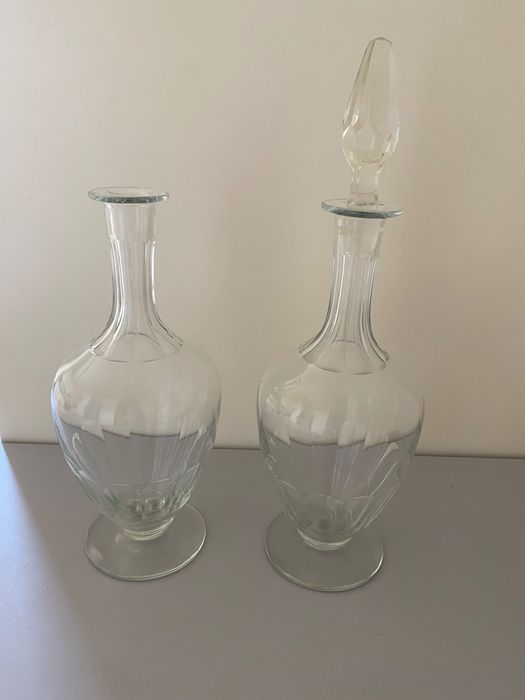 Par de garrafas de vidro, antigas