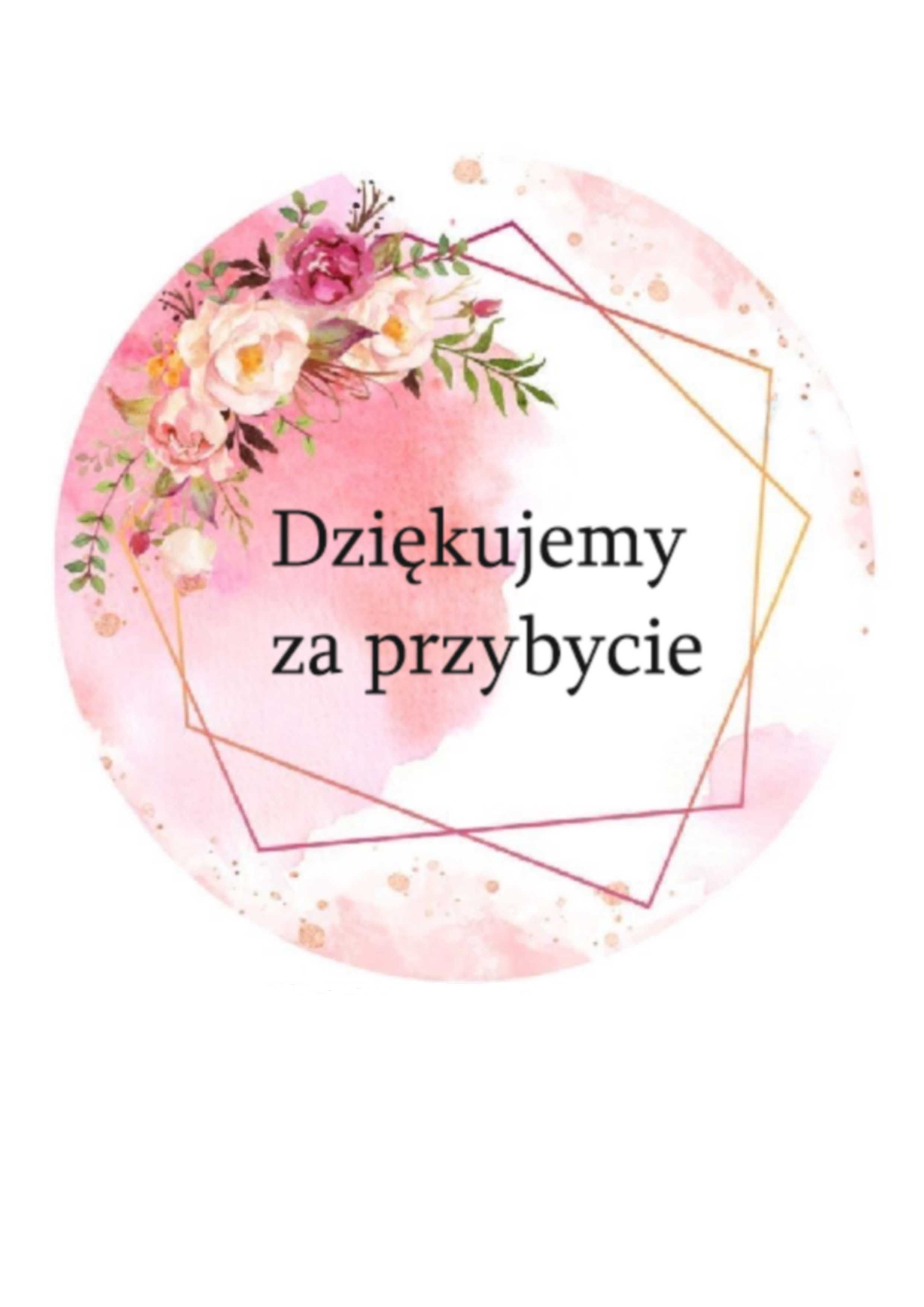 Naklejki na ślub komunię chrzest urodziny DZIĘKUJEMY ZA PRZYBYCIE 48sz