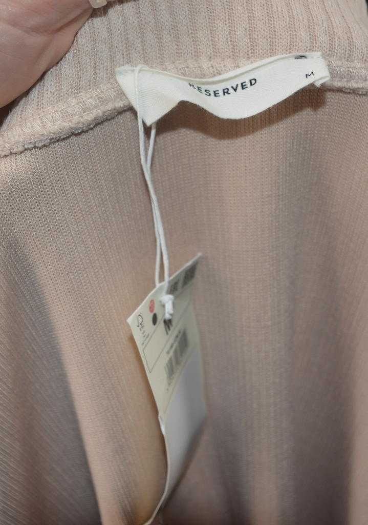 Długi beżowy kardigan Reerved M