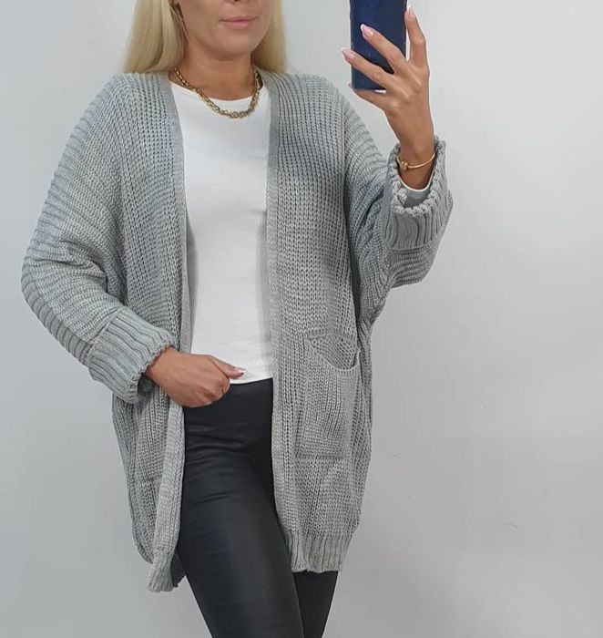 Narzuta plus size kardigan sweter sweterek