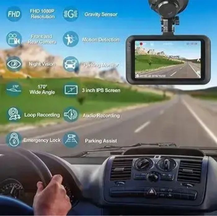 Видеорегистратор SSontong A16 с двумя камерами,Full HD + карта на 32Гб