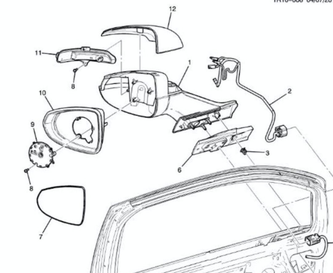 зеркало двери боковое Chevrolet volt 11-18