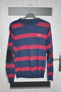 Sweter męski czerwono-niebieski w paski U.S. Polo Assn. r. S