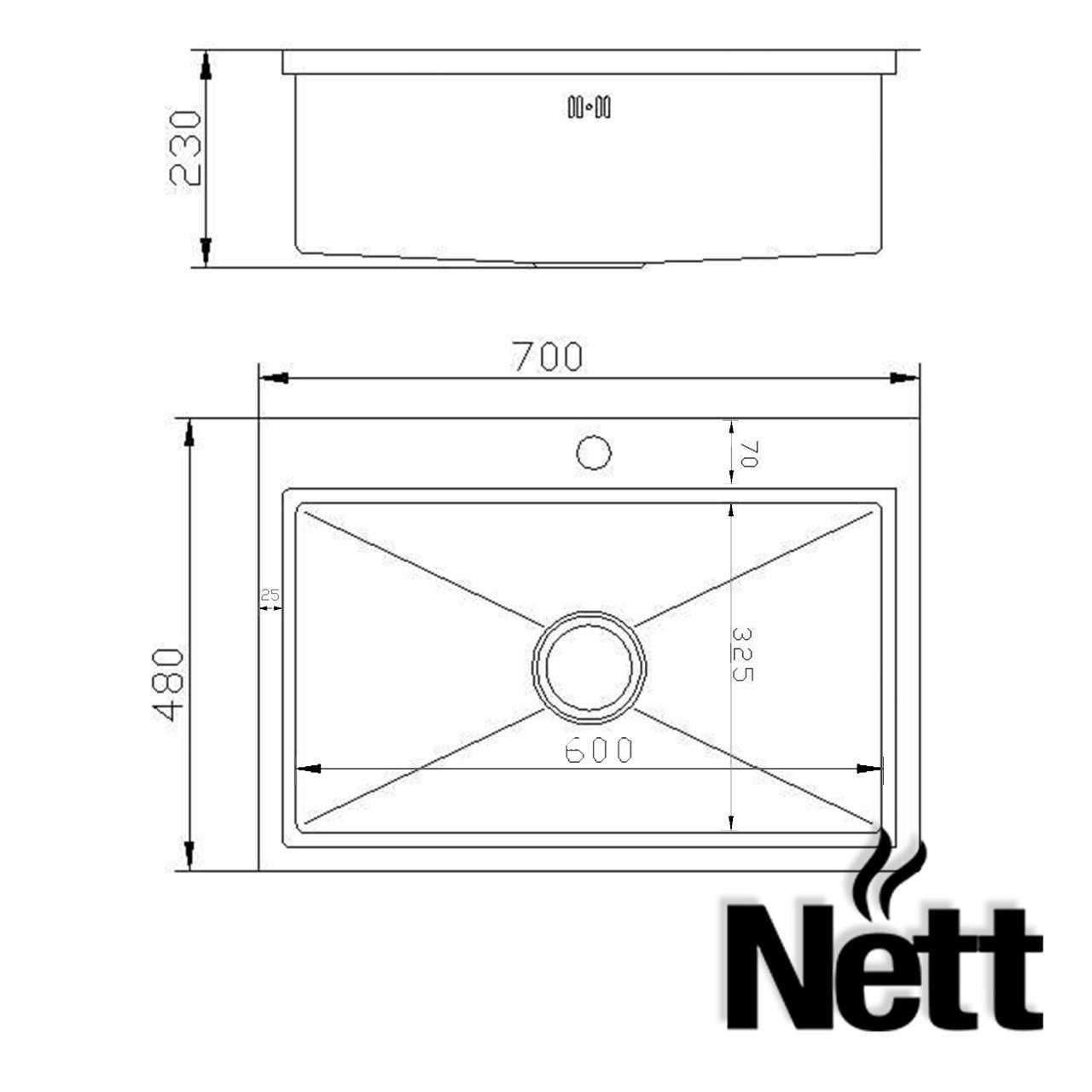 Черная мойка для кухни из нержавейки с PVD Nett NB-7048 (Уценка)