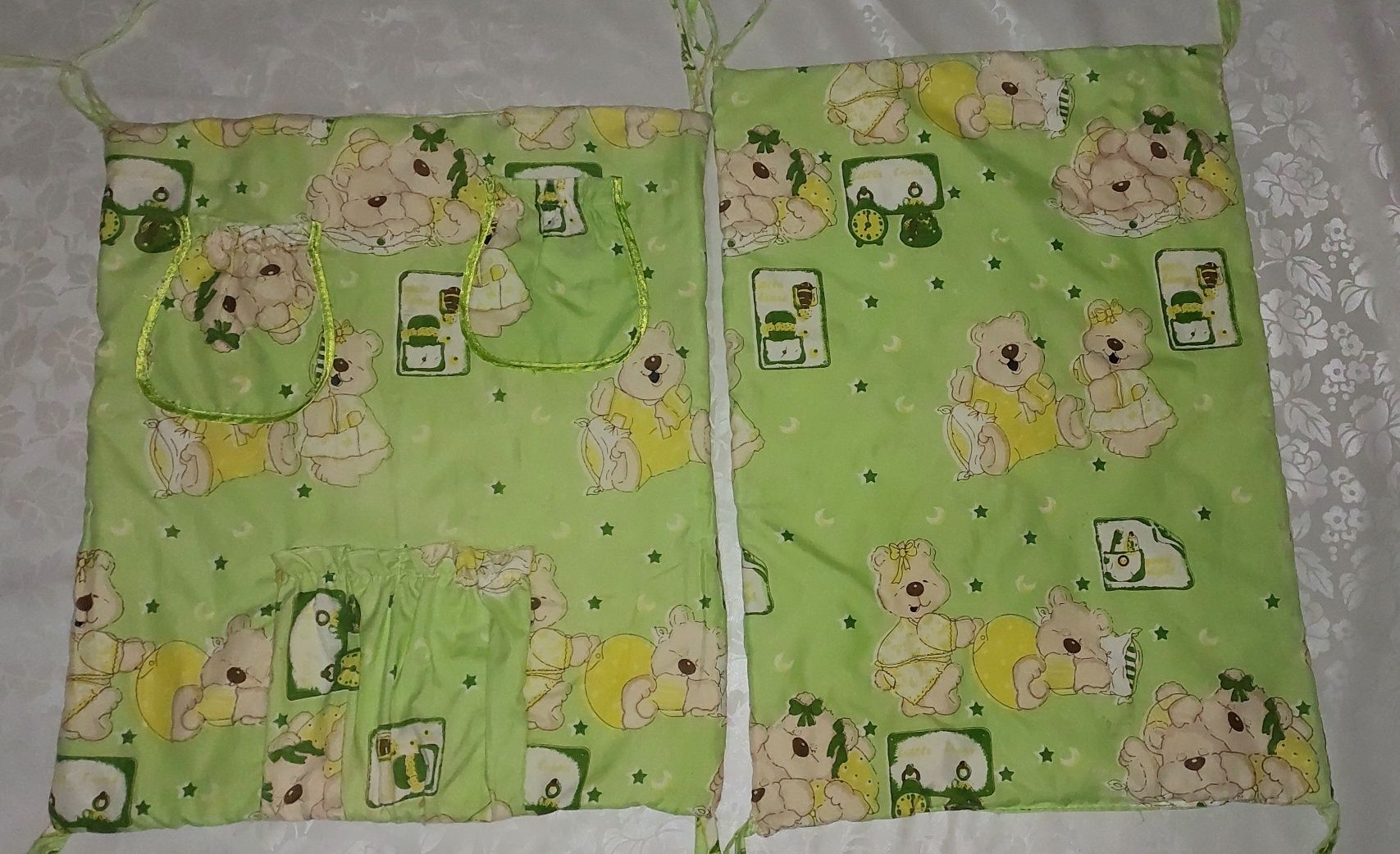 Салатовый зеленый балдахин бант защита на кроватку постельное