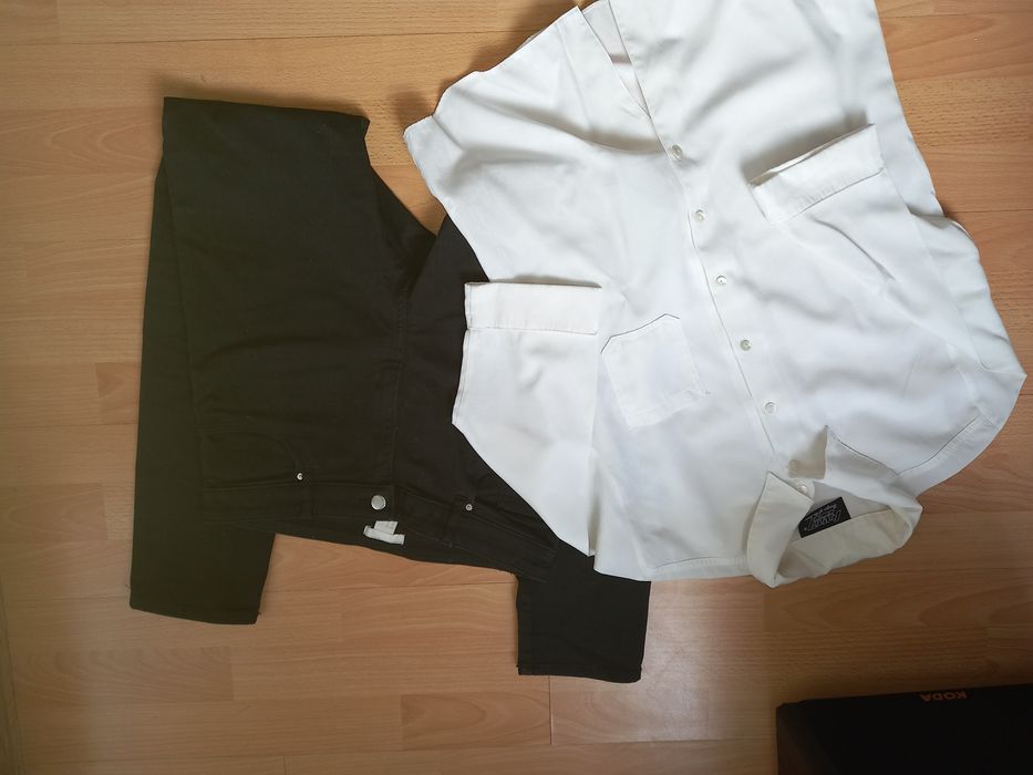 Biała koszula Czarne spodnie H&M 170 38-40