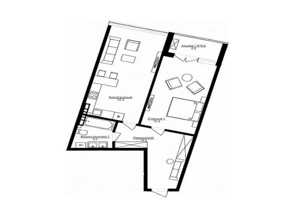 Shev-02 Однокомнатная квартира на Французском бульваре