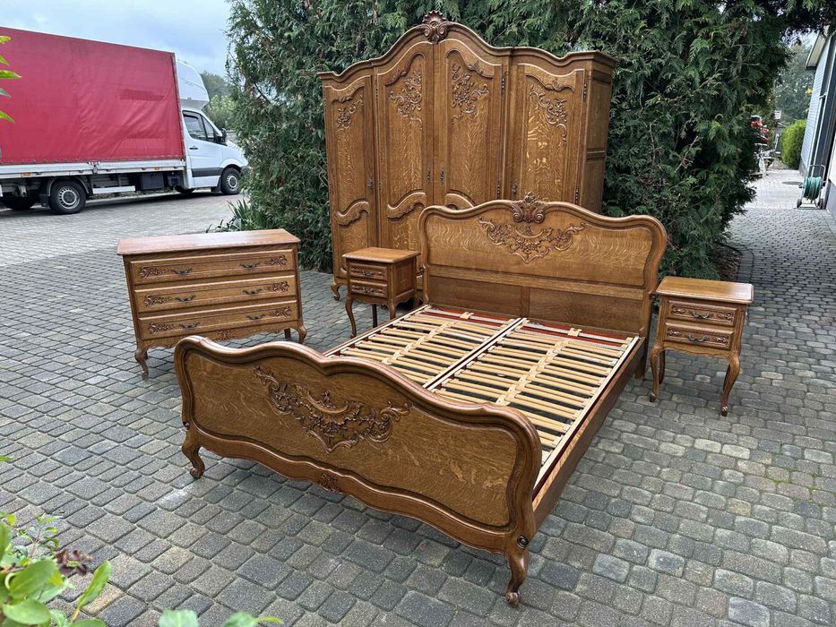 Sypialnia ludwikowska dąb szafa łóżko stoliki komoda