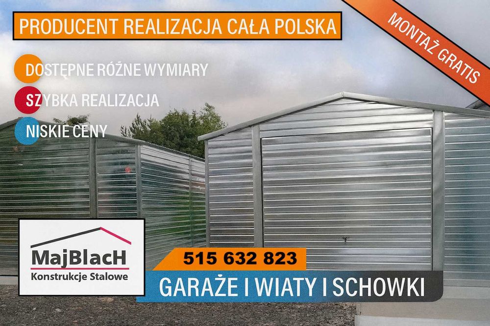 Ocynkowany Blaszak -Garaż Blaszany Dwuspadowy Ocynk –Tanio – Maj-Blach