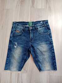 Granatowe krótkie spodenki męskie jeansowe Cropp m