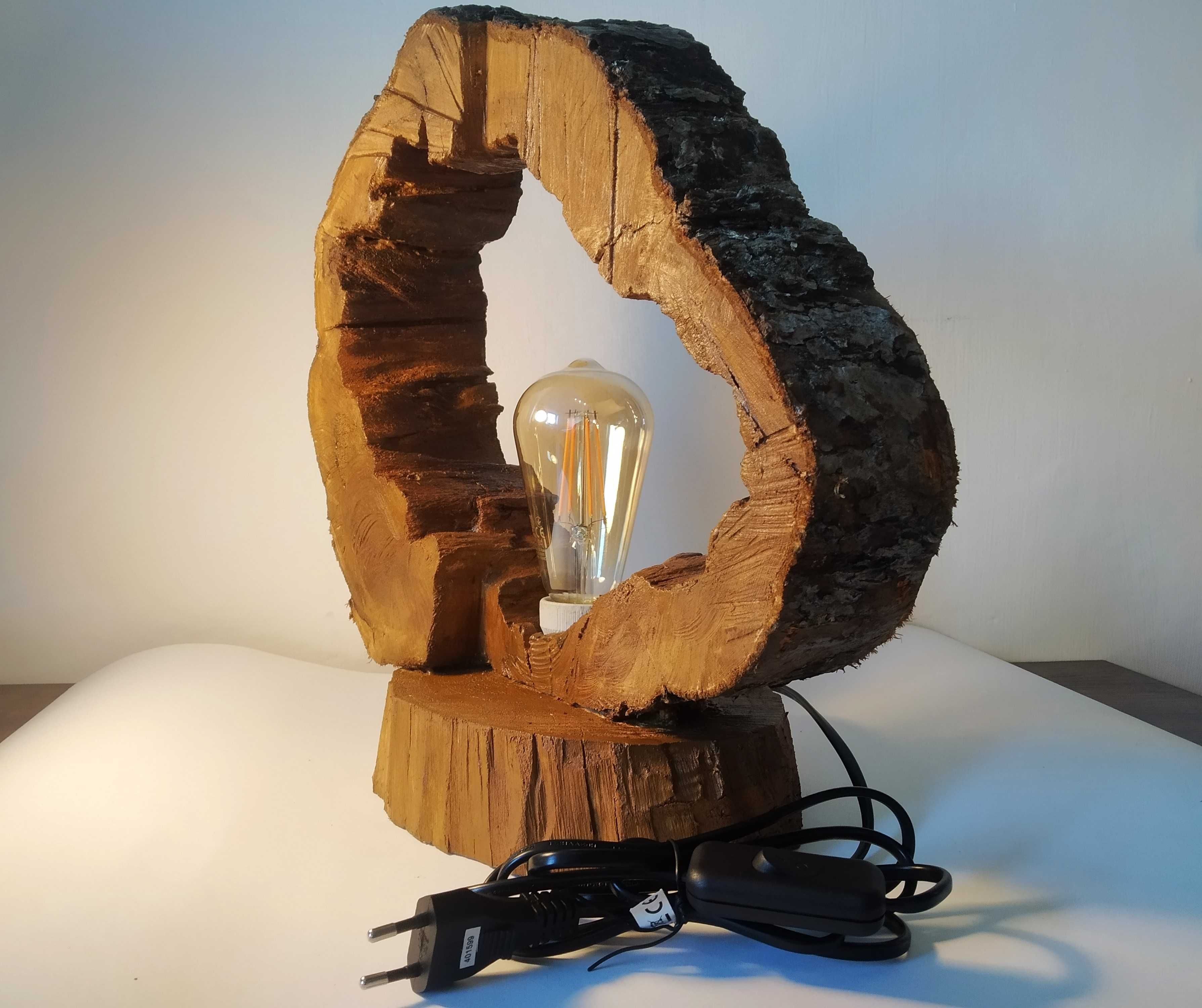 Nowa drewniana Dębowa Lampa stojąca + gratis