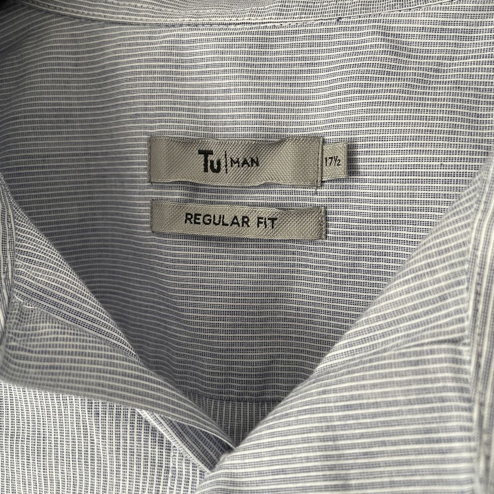 Koszula męska długi rękaw paski niebieska Tu Man Regular fit 17 1/2 44