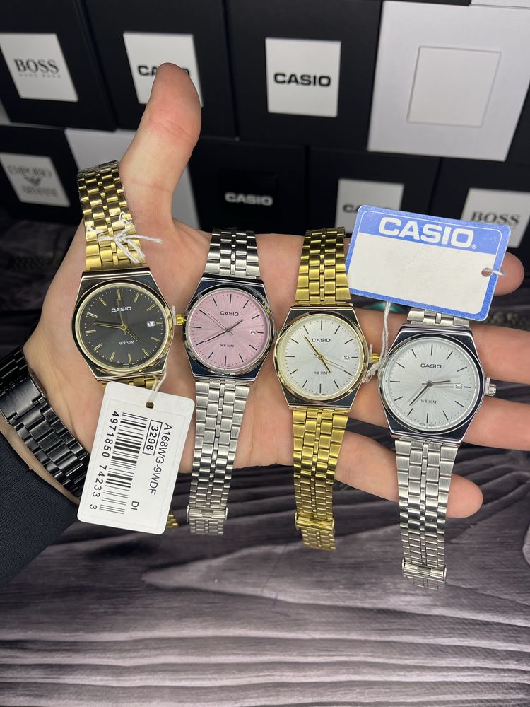 Casio B145 срібний з чорним циферблатом чоловічий наручний годинник