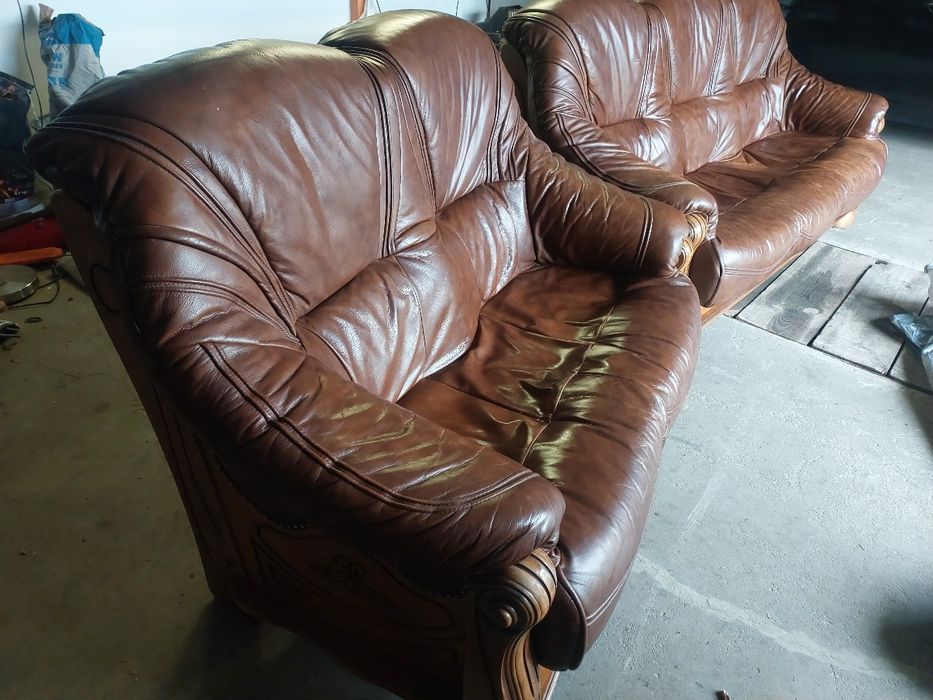 Kanapy skórzane, komplet wypoczynkowy