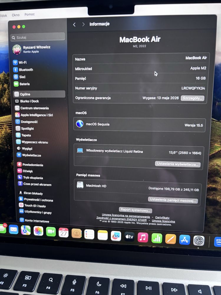 MacBook Air M2 na gwarancji