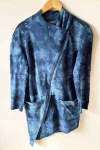 Ooops! Niebieska dekatyzowana asymetryczna bluza tunika rozm. M 38