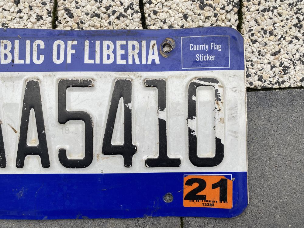 Liberia tablica rejestracyjna z Afryki