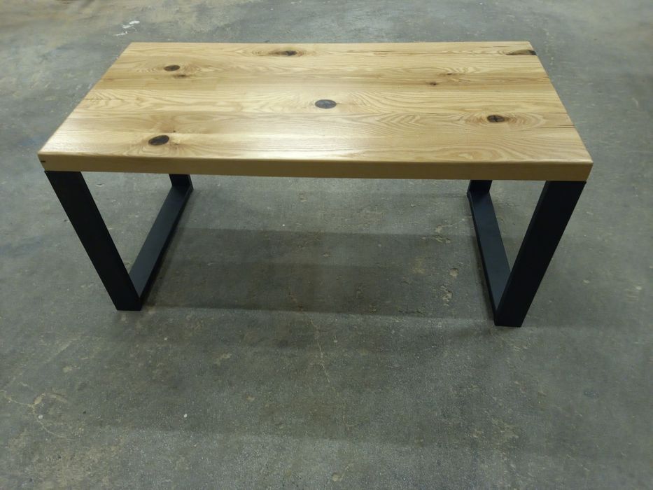 Stolik kawowy drewniany jesionowy w stylu Loft 50cmx80cm nogi metalowe
