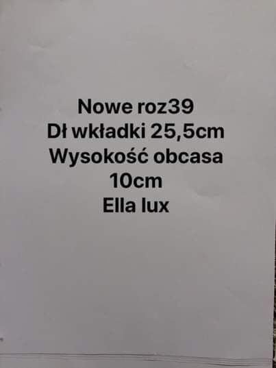 Nowe roz39 Dł wkładki 25,5cm Wysokość obcasa 10cm Ella lux