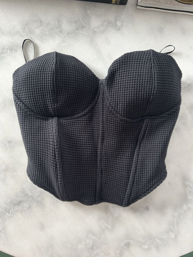 Krótki czarny top bez ramiączek Answear LAB gorset crop top