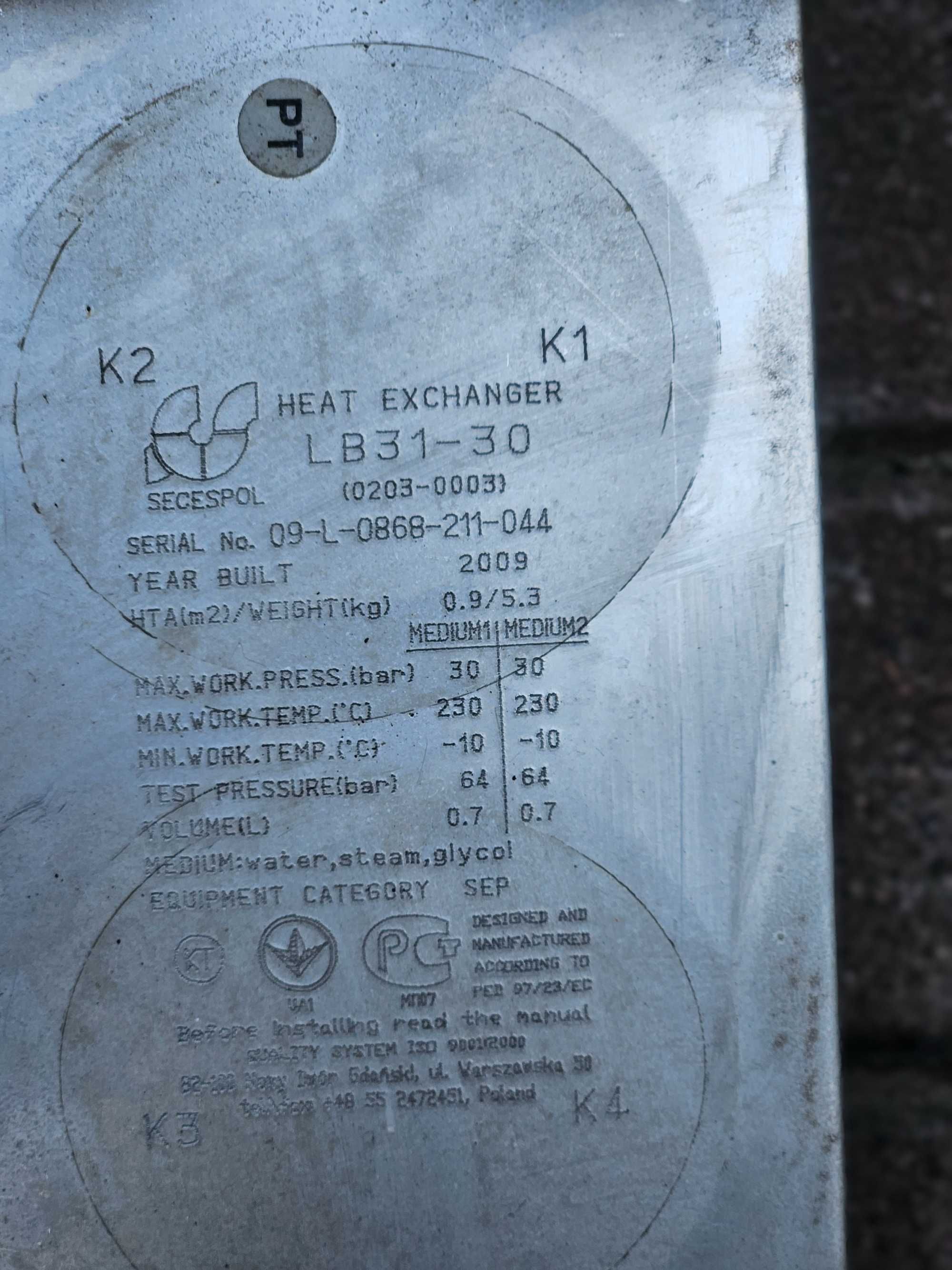 Wymiennik ciepła Secespol LB31-30