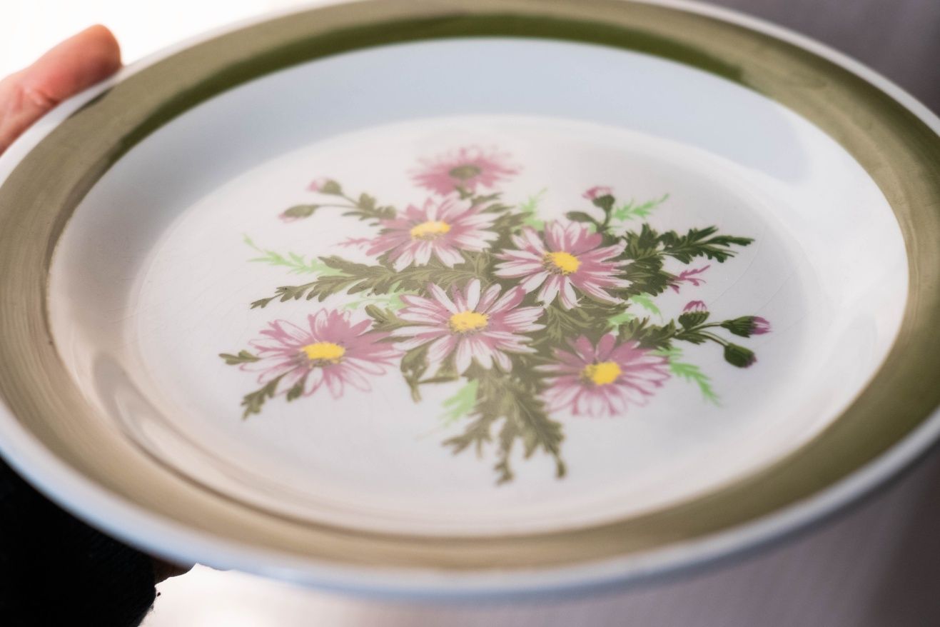 Винтаж тарелка цветы подставка Швеция, винтажное блюдо чашка пара
