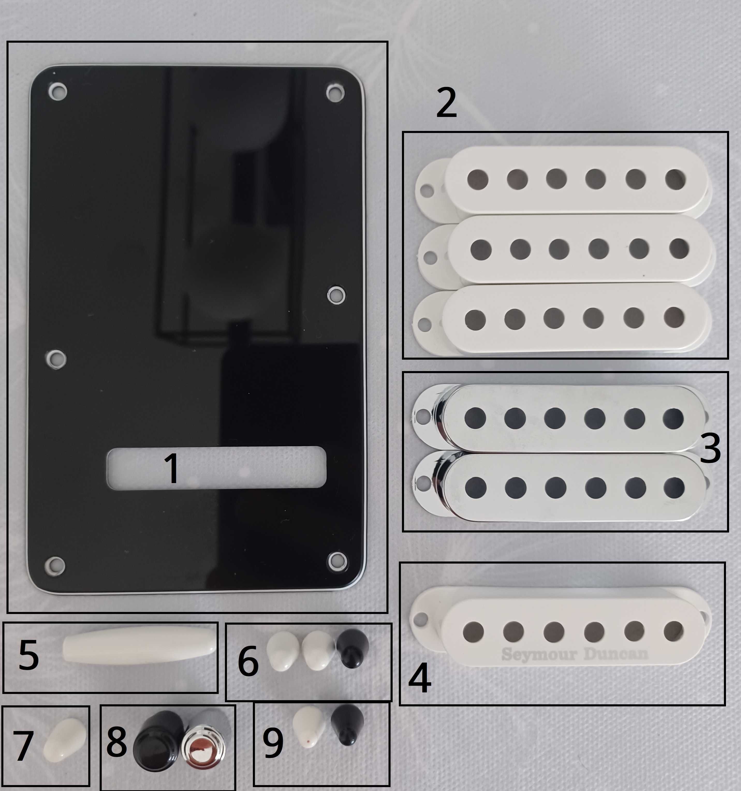 Diversas peças de susbtituição  para guitarra - plástico
