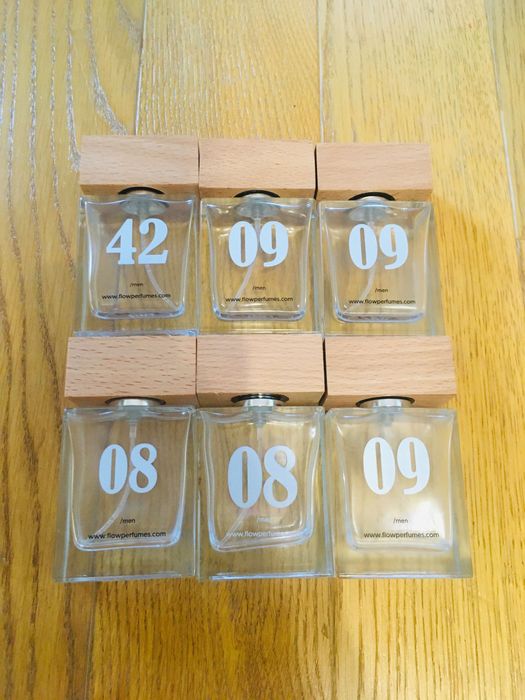 Puste flakony 50 ml po perfumach Flow. 6 sztuk.