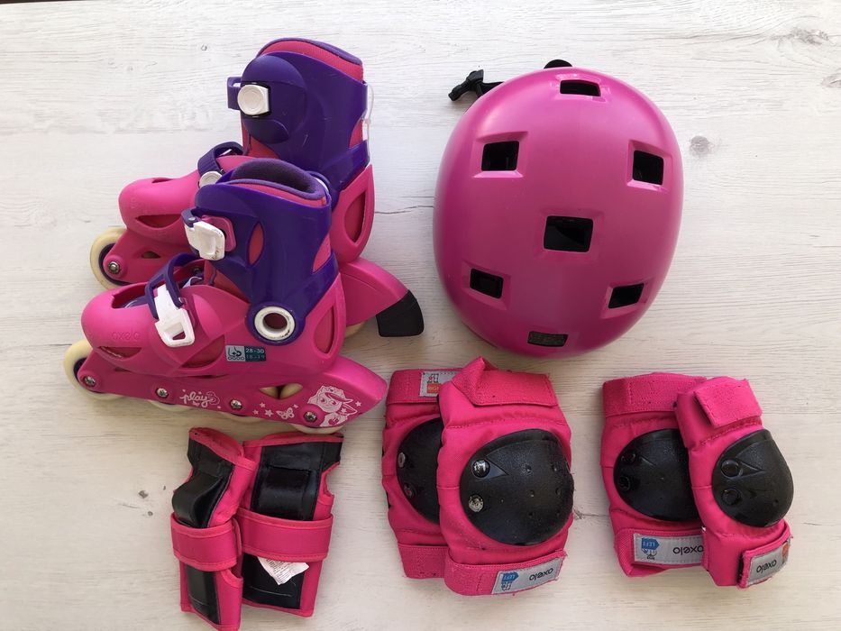 Patins e kit de proteção individual - menina Tam 28-30