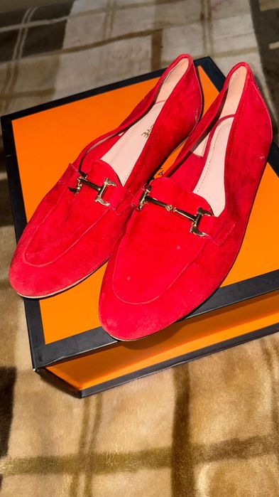 Шкіряні лофери,37р, червоні