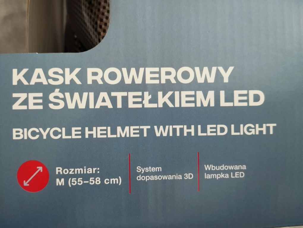 Nowy kask rowerowy ze światełkiem wbudowanym LED M 55 -58