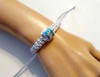 Bransoletka srebrna z błękitnym beadsem
