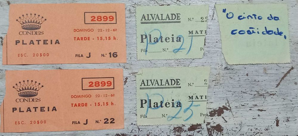 Bilhetes cinema e carnaval antigos - portes incluídos