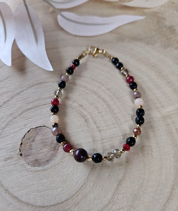 Bransoletka kamienie naturalne Jadeit Agat Kwarc Hematyt Piasek Pustyn