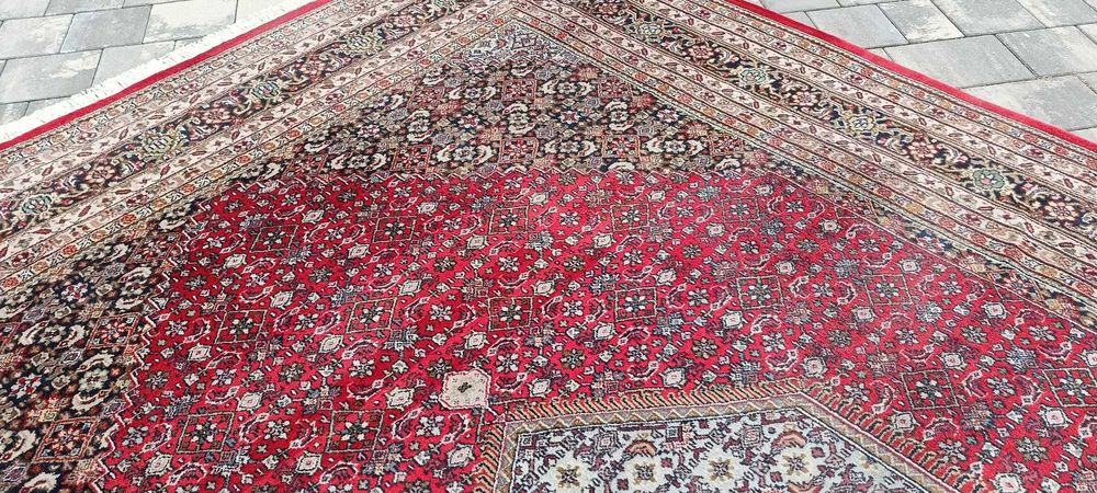 Indo Bidjar ręcznie tkany dywan wełniany 365 x 249 cm piękny wzór duży