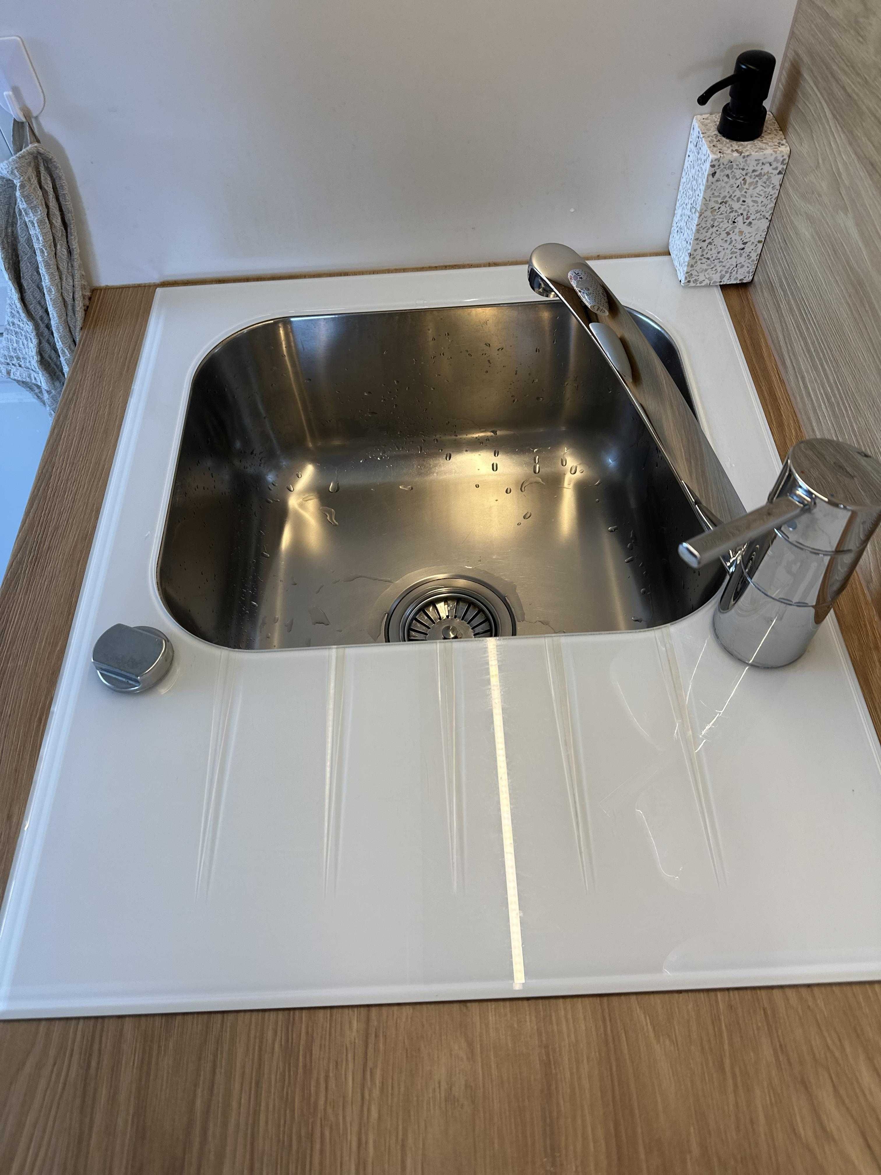 Zlewozmywak szklany Glossy Alveus biały/ szafka od 43 cm