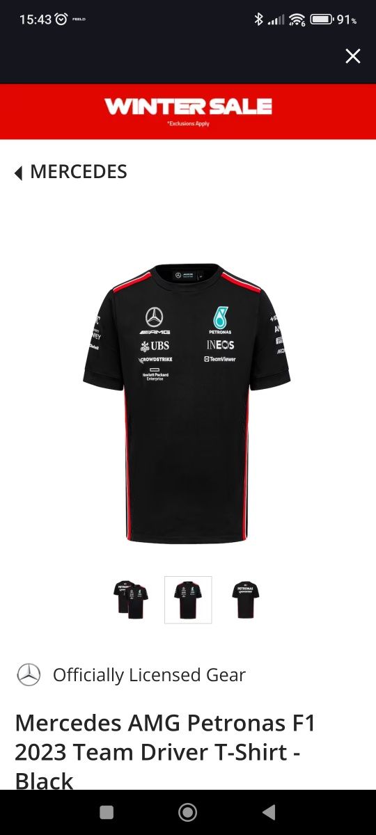 T-shirt F1 oficial Mercedes NOVA COM ETIQUETA