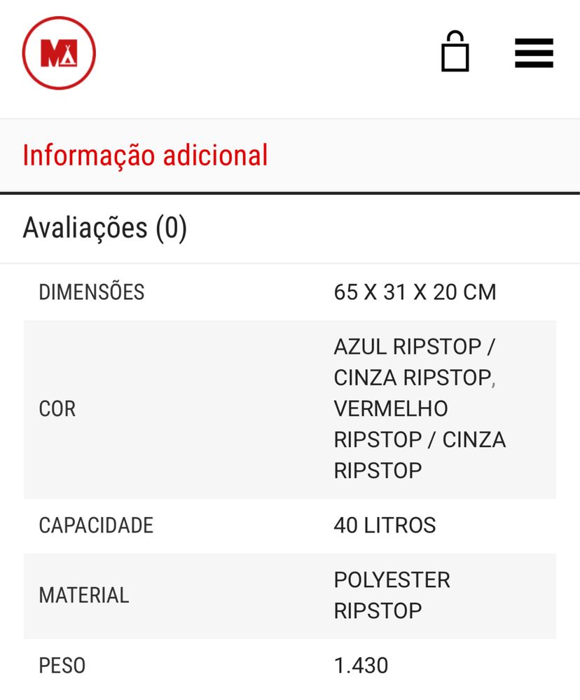 Mochila Monte Campo Marvão 40L