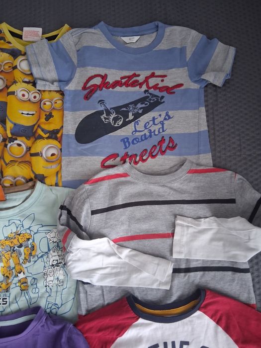 Zestaw bluzek 116 krótki długi rękaw bluzka koszulka t-shirt chłopięcy