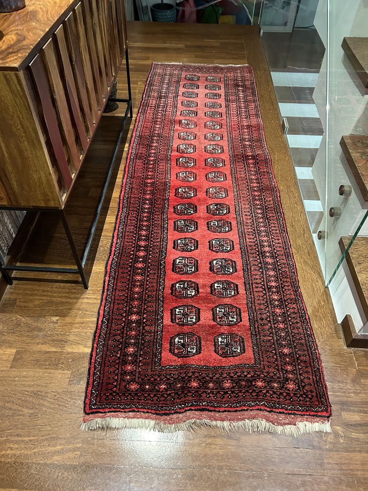 Tapete oriental bukhara em pura lã feito à mao,original, lavado.225x71