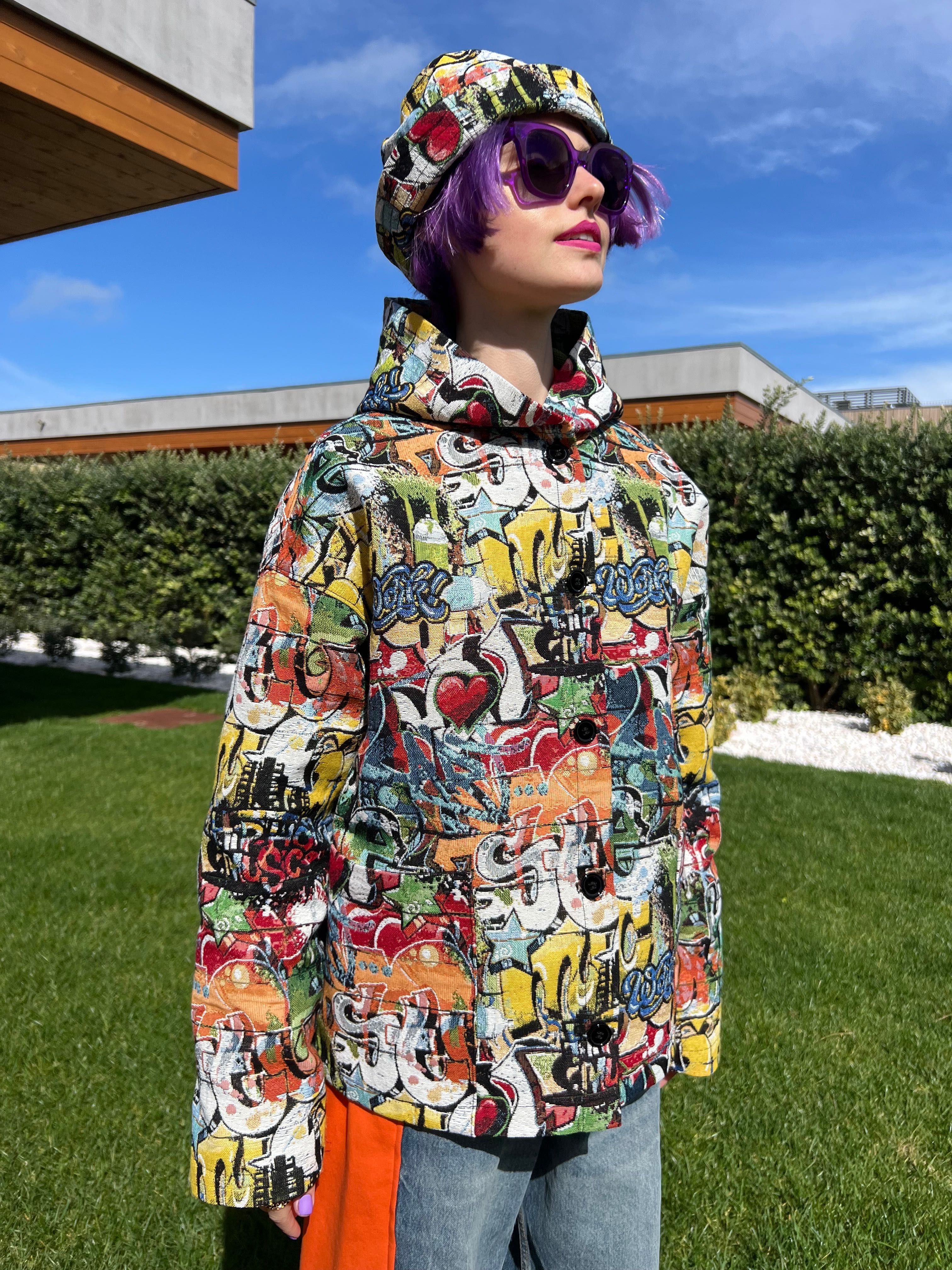 Casaco Jaqueta multicolorida grafite Coat Jacket multicolored graffiti