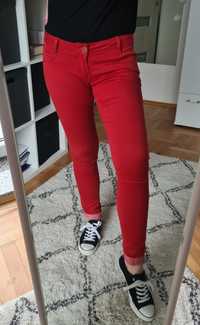 Spodnie skinny rurki czerwone z niskim stanem elastyczne rozciągliwe
