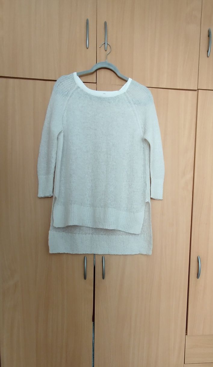 Sweterek cienki ,mohair 12 RIVER ISLAND białokremowy