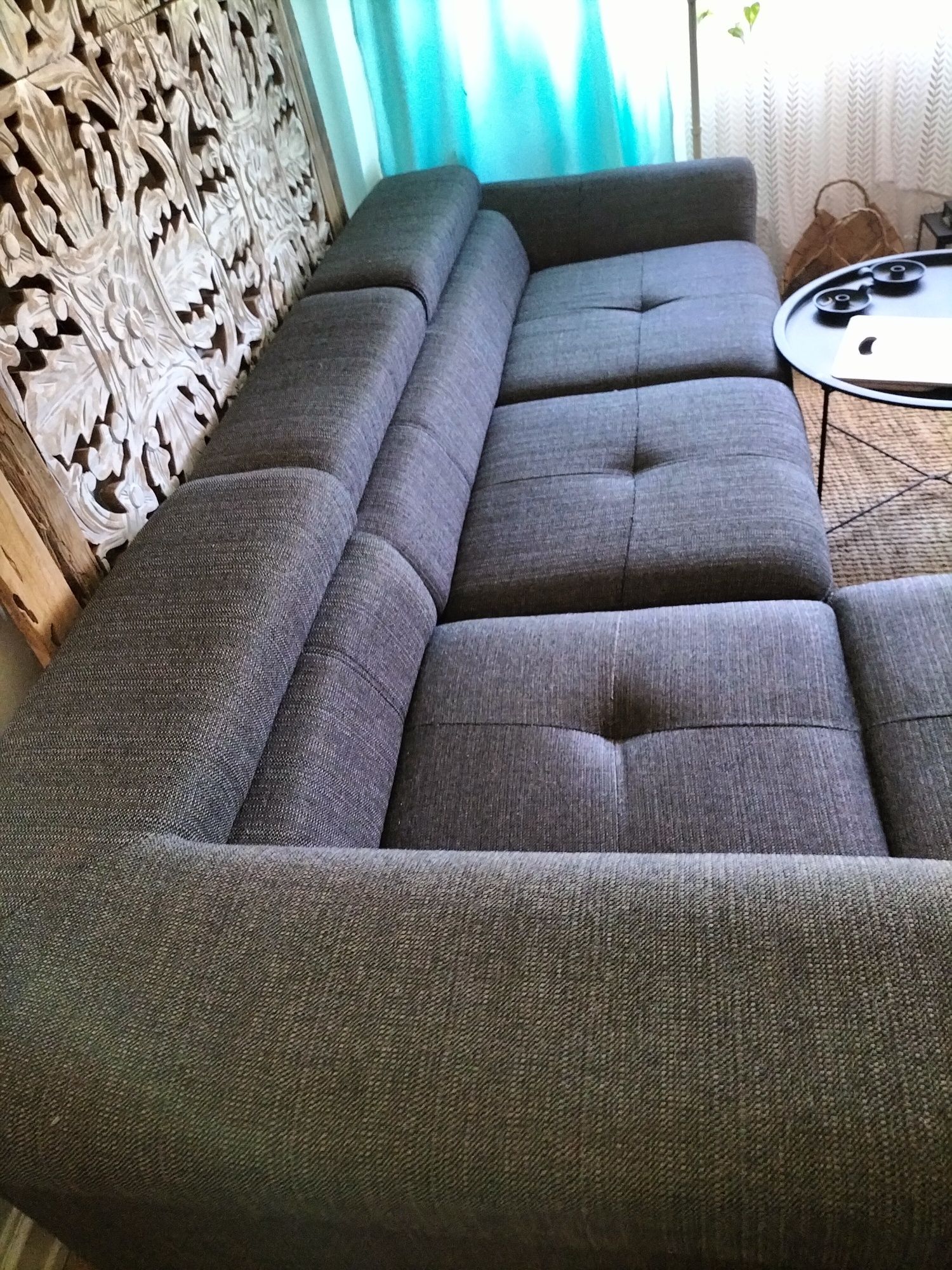 Sofá de canto ou chaise longue tecido castanho