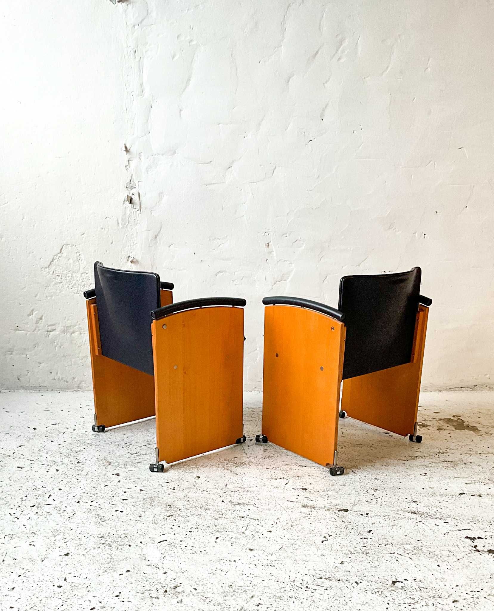 Arco fotele klubowe na kółkach skóra lata 80 90 vintage design