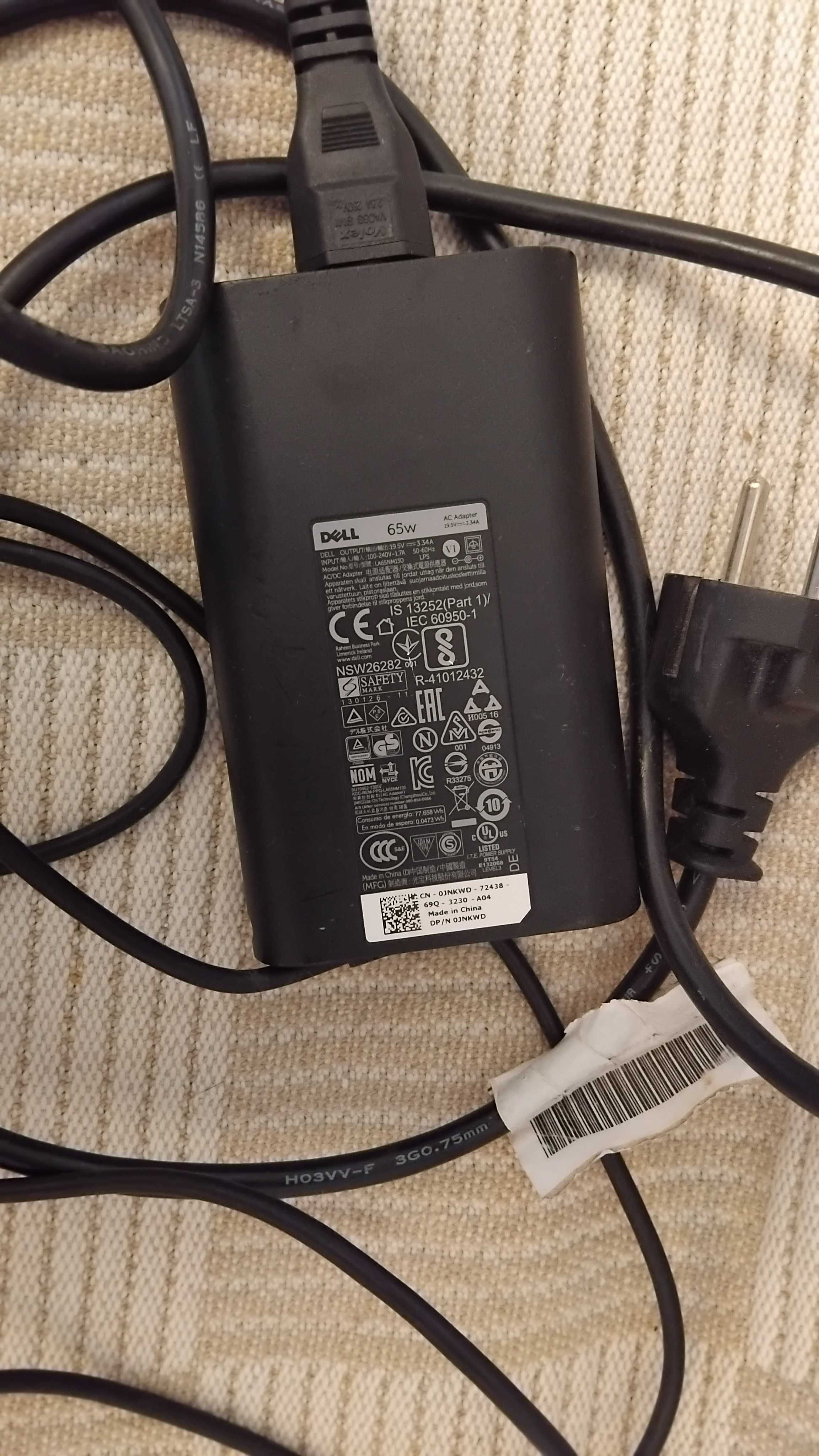 Zasilacz Dell 65 W 19,5 V 3,34 A pasuje do Lattitude E5540