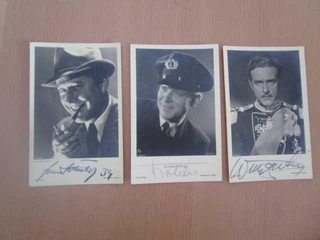 3 fotos antigas actores com autografos