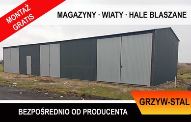 Garaż Blaszany magazyn hala 19x6m z profila, wysoki wjazd | GrzywStal