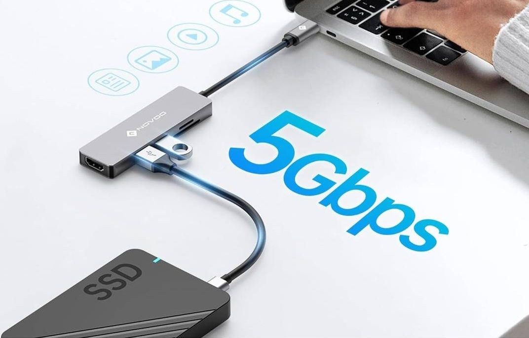 NOVOO USB C  Hub 5 в 1 HDMI 4k 2 порти USB