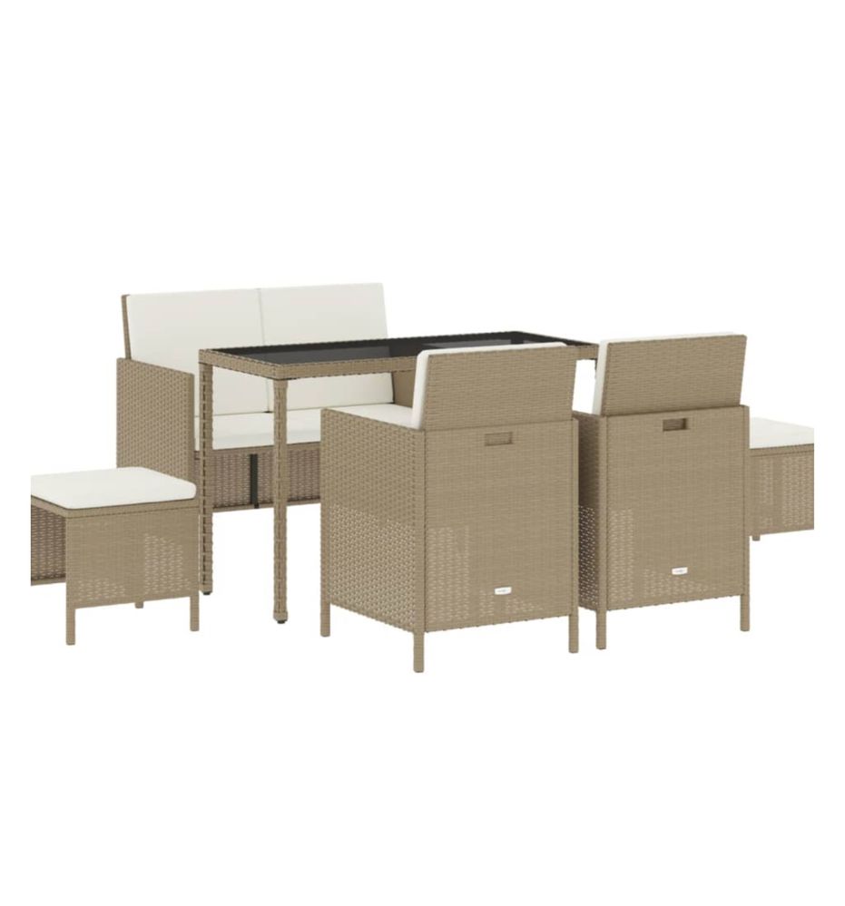 Conjunto 6 peças de jardim com almofadões bege